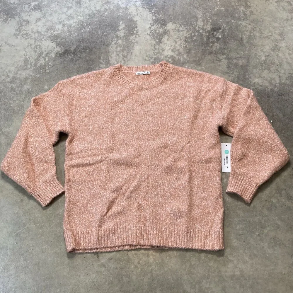 Pink Clover Sweater Womens Large Etienne Long Sleeve Orange Soft Cozy‎